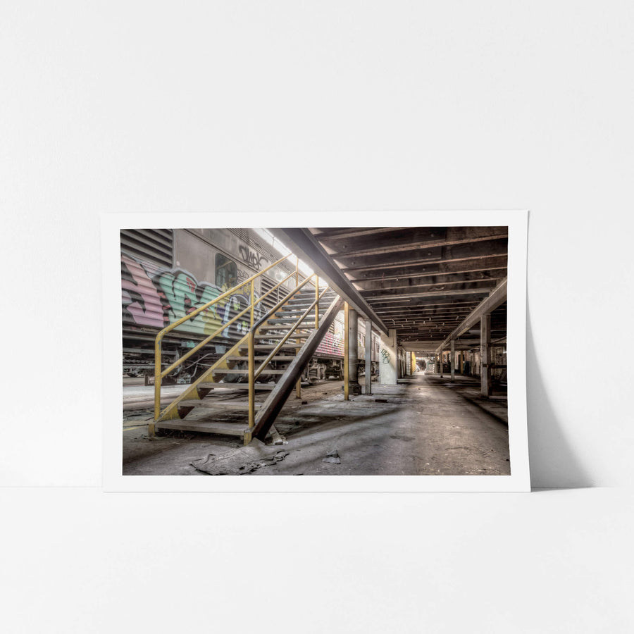 Mezzanine at Eveleigh Paint Shop, the amenities mezzanine stands as a reminder of the workforce that once filled this space.