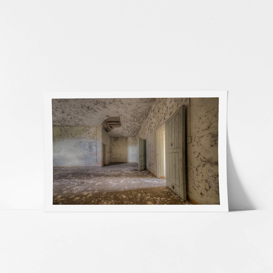 Cell Walls at Female Ward 9 & 10, paint peels from every surface in thick, curling sheets.