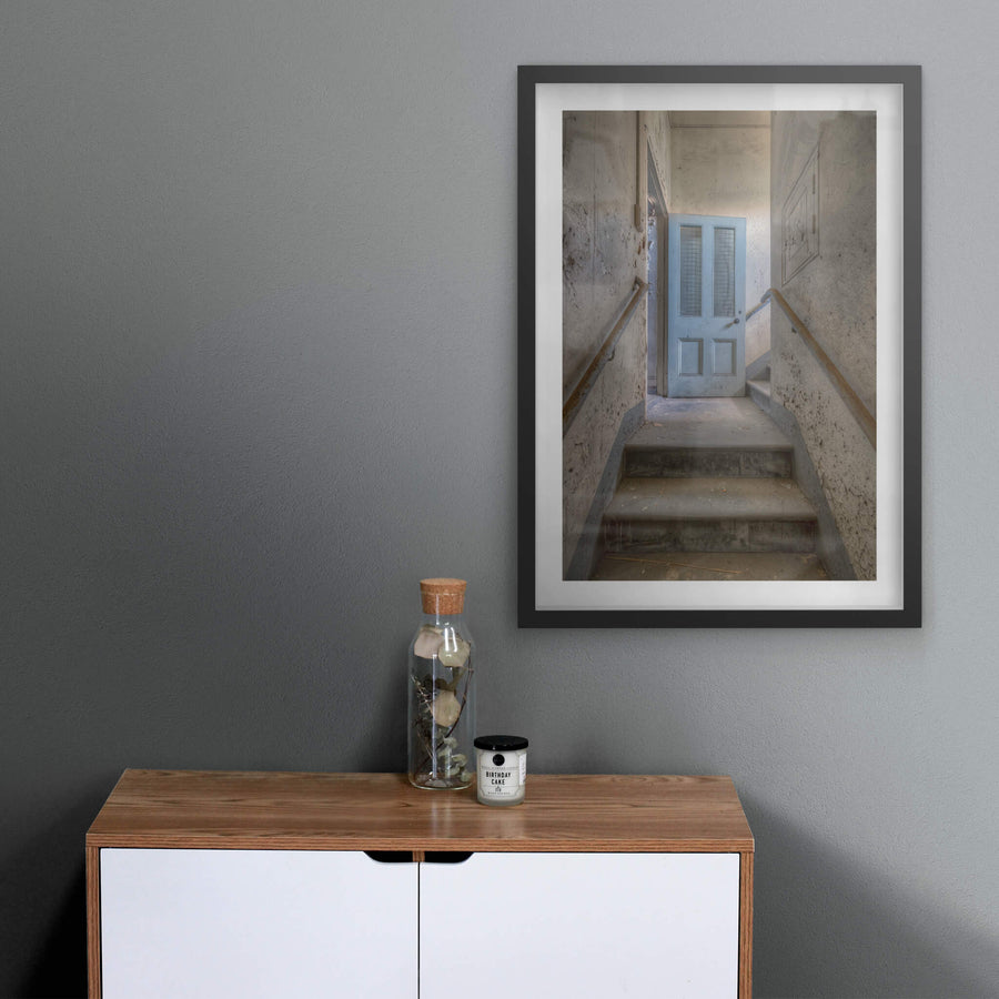 Stairwell at Female Ward 9 & 10, stairs leading between the upper and lower levels of the Female Ward.