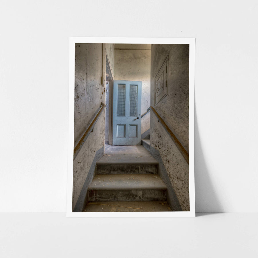 Stairwell at Female Ward 9 & 10, stairs leading between the upper and lower levels of the Female Ward.