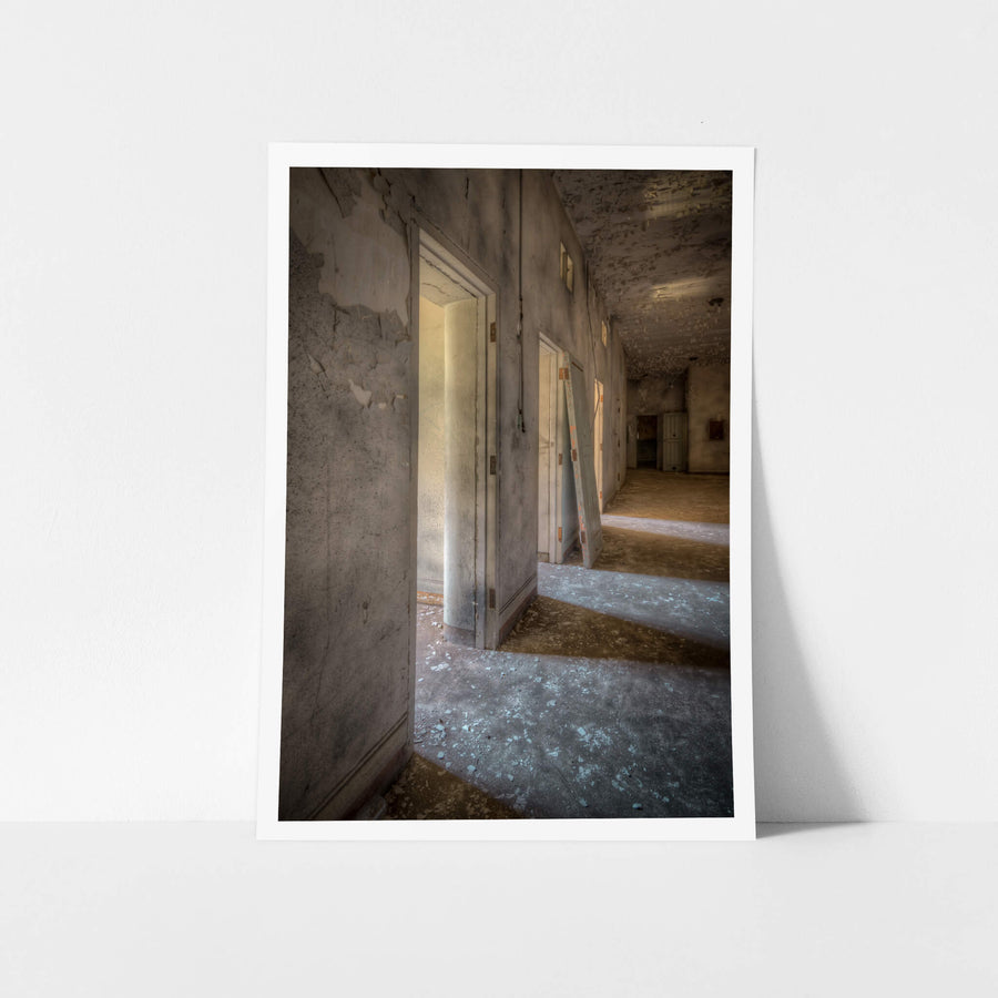 The Hall at Female Ward 9 & 10, a corridor stretches deep into the ward.