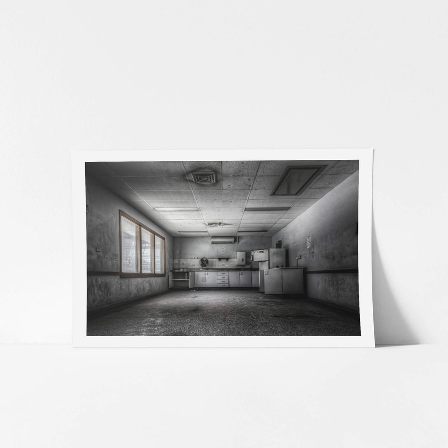 Meal Room at Kandos Cement Works, a kitchenette lines the far wall.