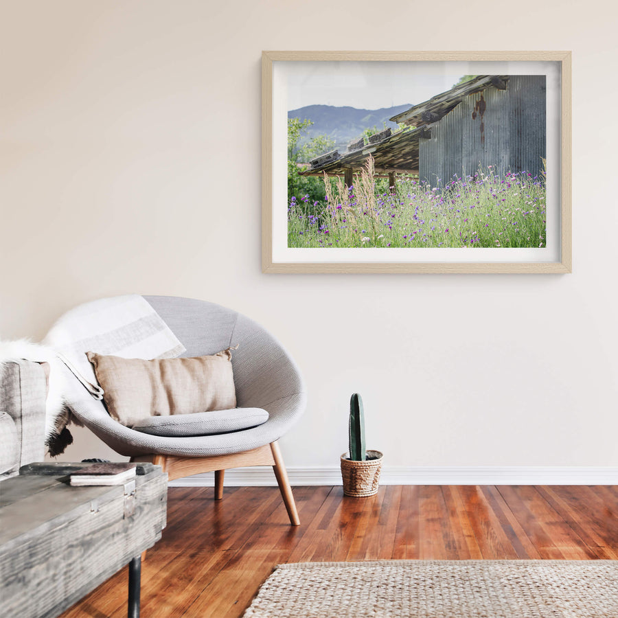 Annaka Farm Shed at Landscapes, flowers and long grass on a Japanese farm.