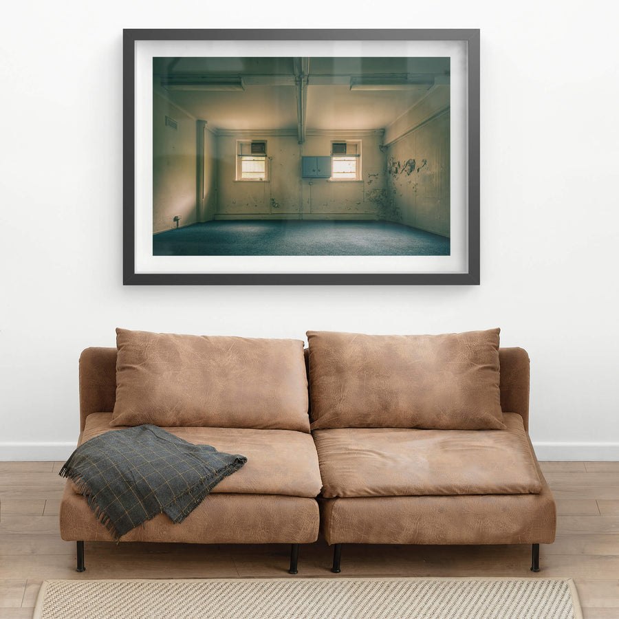 Basement at Lewisham Hospital, two small windows let in a weak, diffused light.