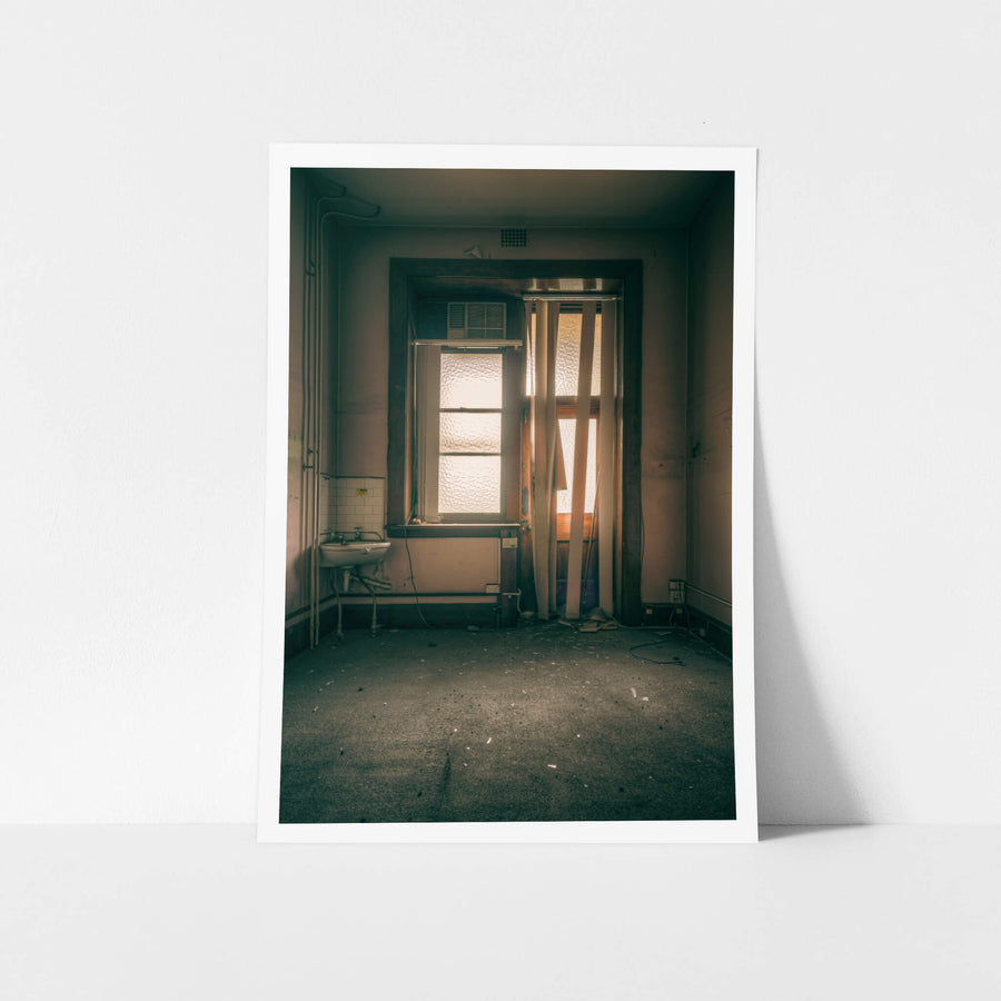Blind at Lewisham Hospital, a small room, stripped back to its bones.