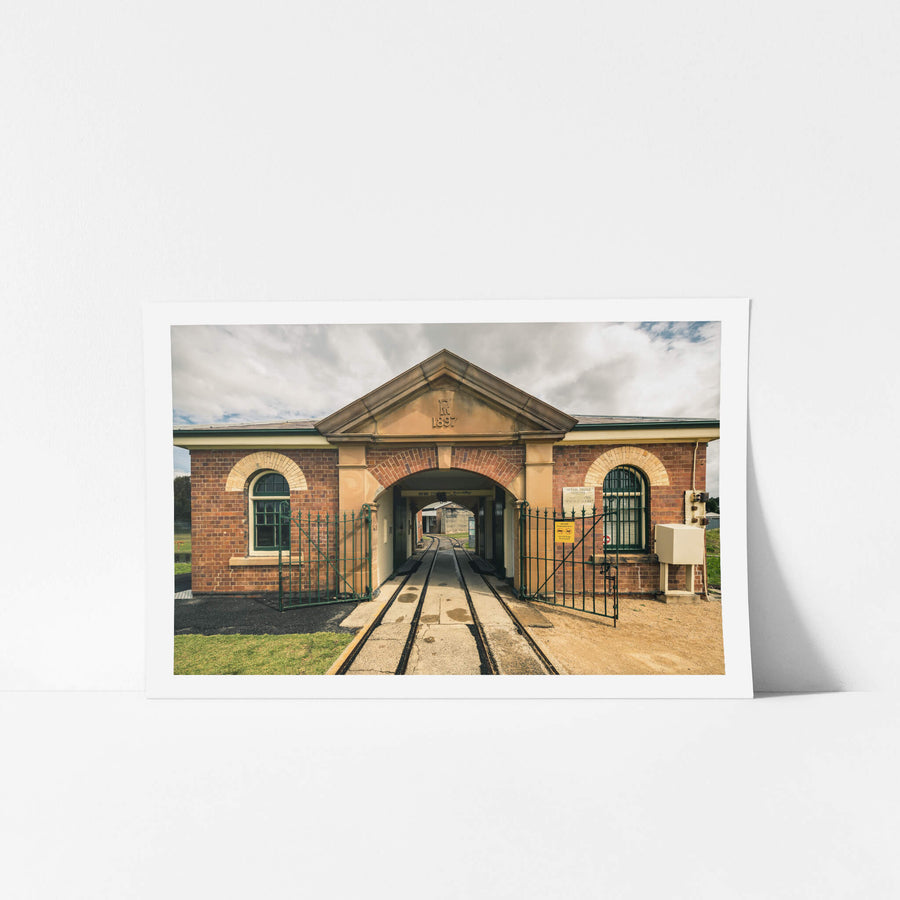 Front Gate at Newington Armory, red brick and sandstone.