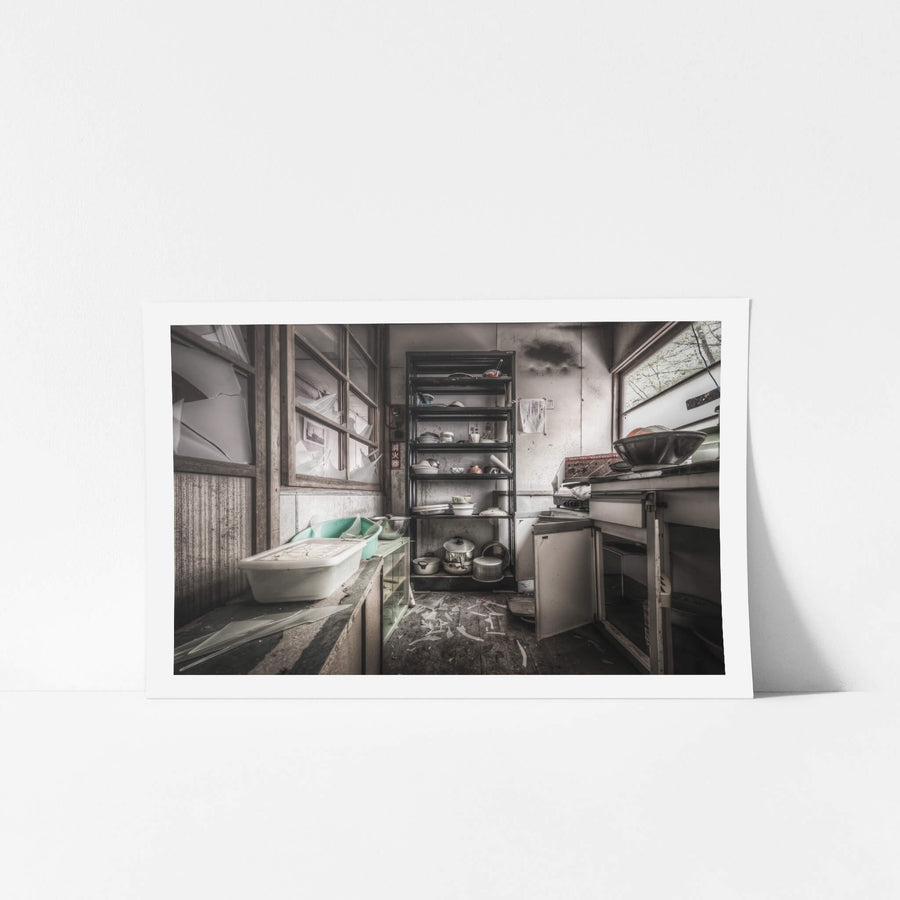 Kitchen at Nichitsu Mining Village, a small kitchen in one of Nichitsu's residential buildings.