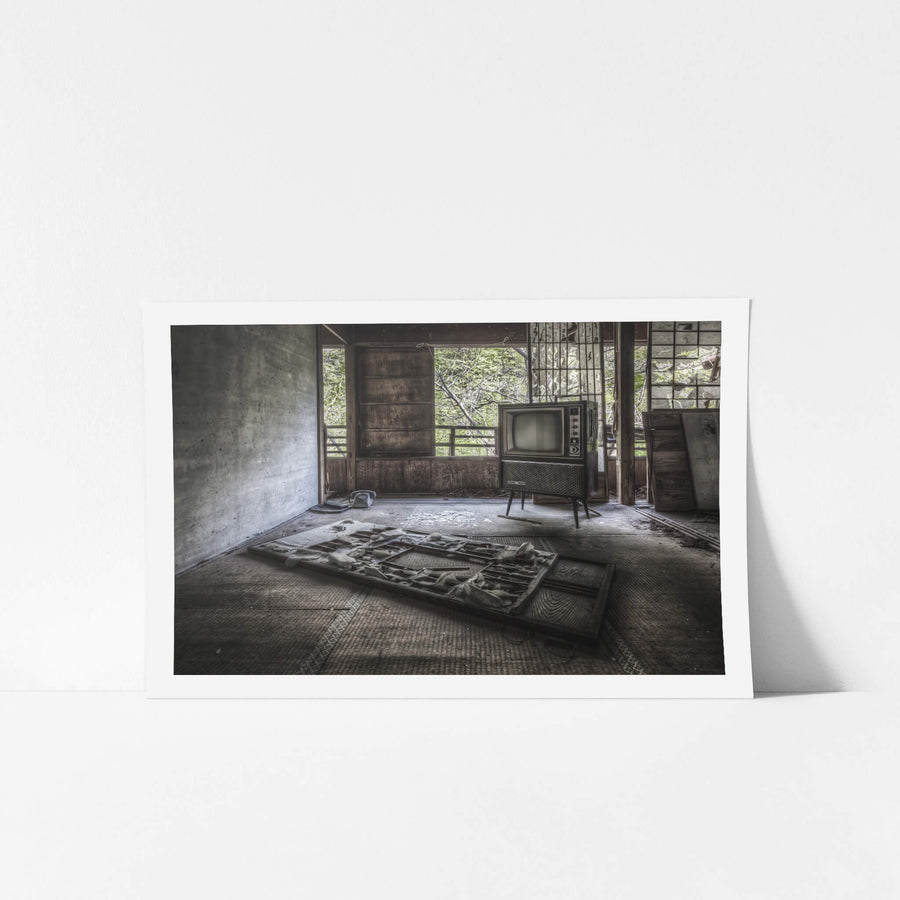 Living Room at Nichitsu Mining Village, an old television set in an abandoned living room.