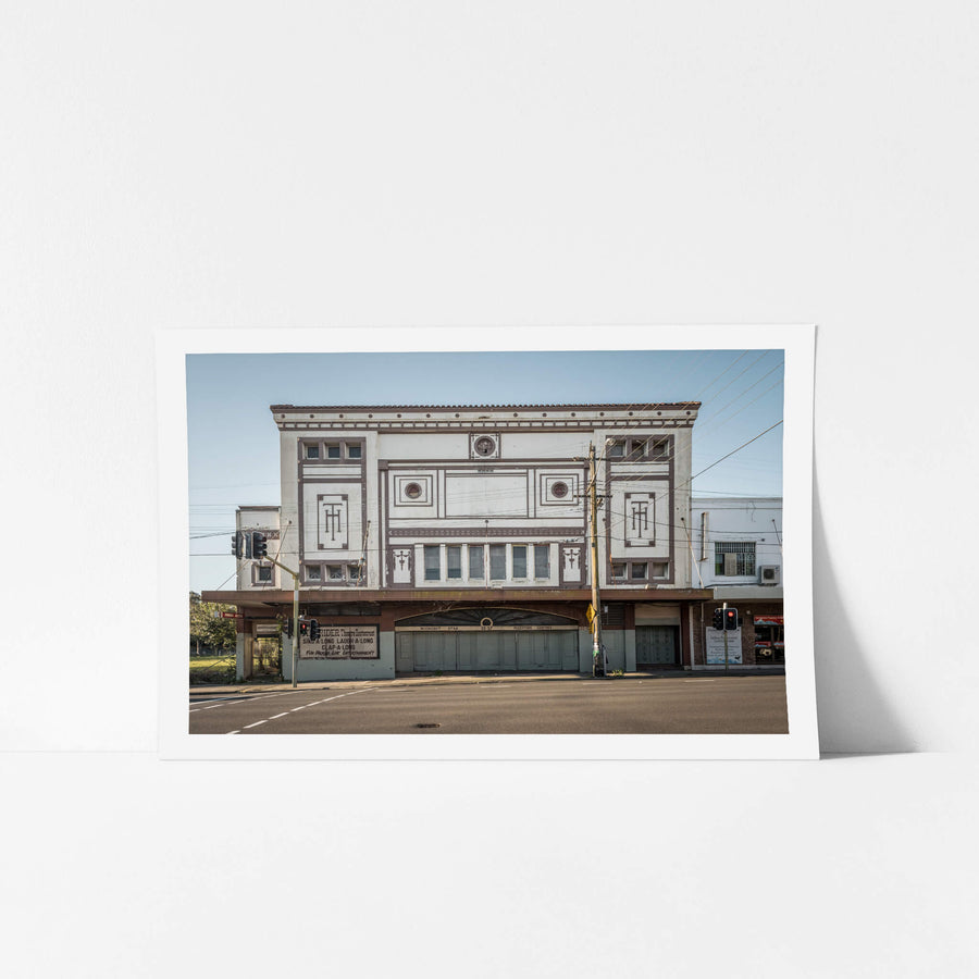 Midnight Star at Parramatta Road, a two-storey Art Deco facade rises above a deep awning, its rendered panels framed.