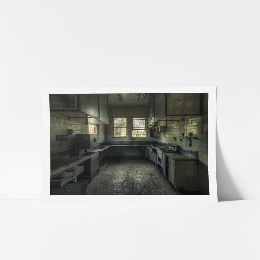 Dusty Kitchen at The Asylum, a commercial kitchen sits empty.