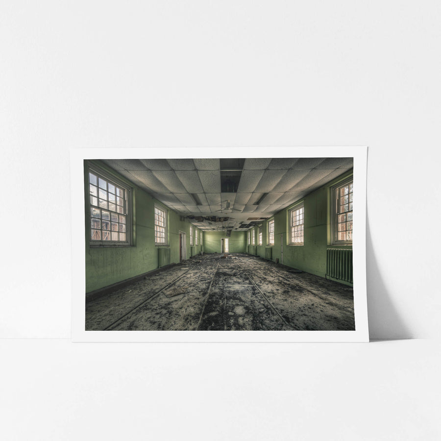 Rack and Ruin at The Asylum, a long rectangular hall, stripped bare.