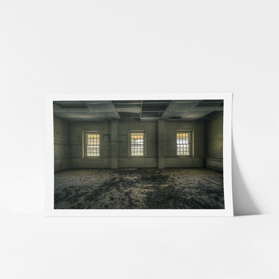 Trilogy at The Asylum, three windows set into concrete walls.