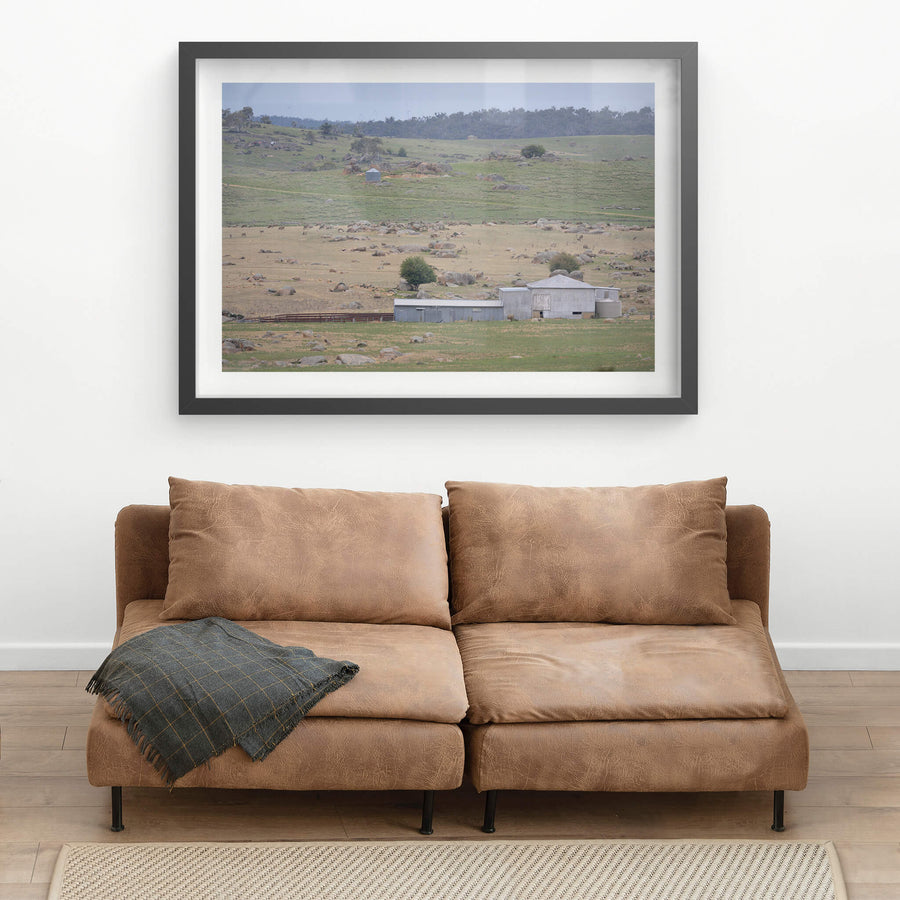 Dalgety Woolshed at The Woolshed, a distant woolshed in a rocky Dalgety valley.