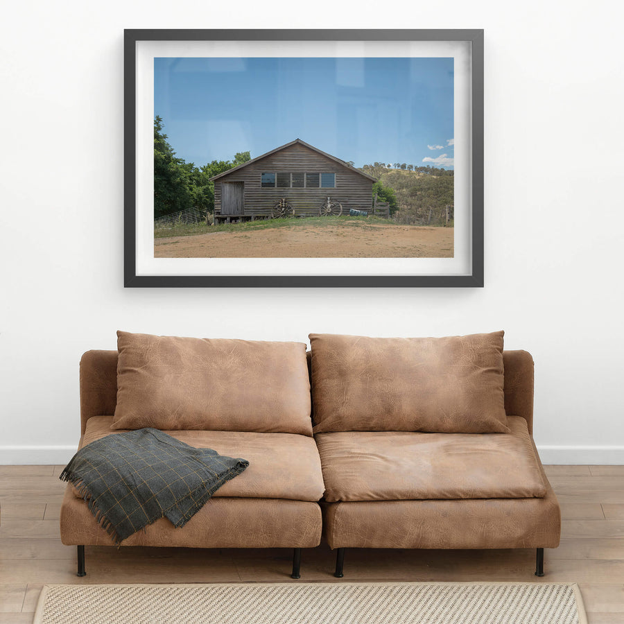 Deddick Valley Woolshed at The Woolshed, a timber weatherboard constructed woolshed by the roadside.