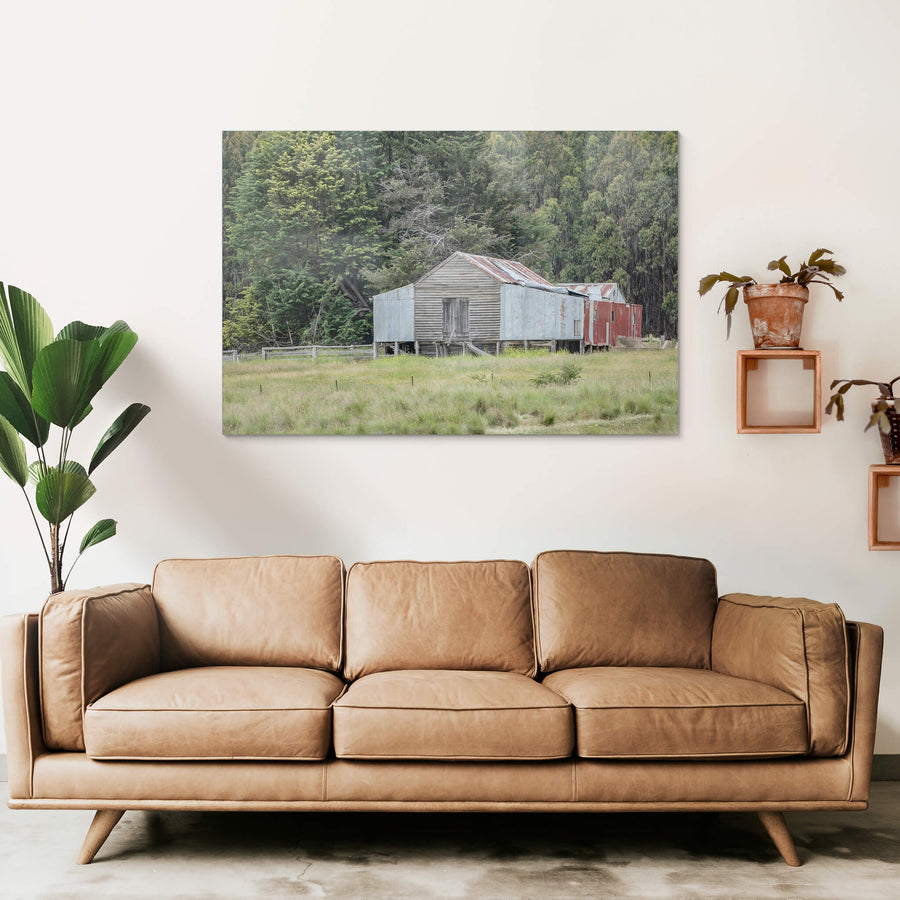 Delegate River at The Woolshed, a timber woolshed set before a lush forest background.