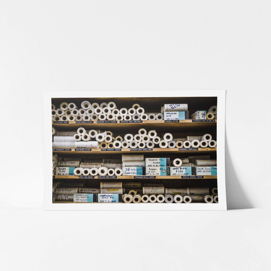 Graph Paper Rolls at West Ryde Pumping Station, these were used to record water levels of various water reservoirs.
