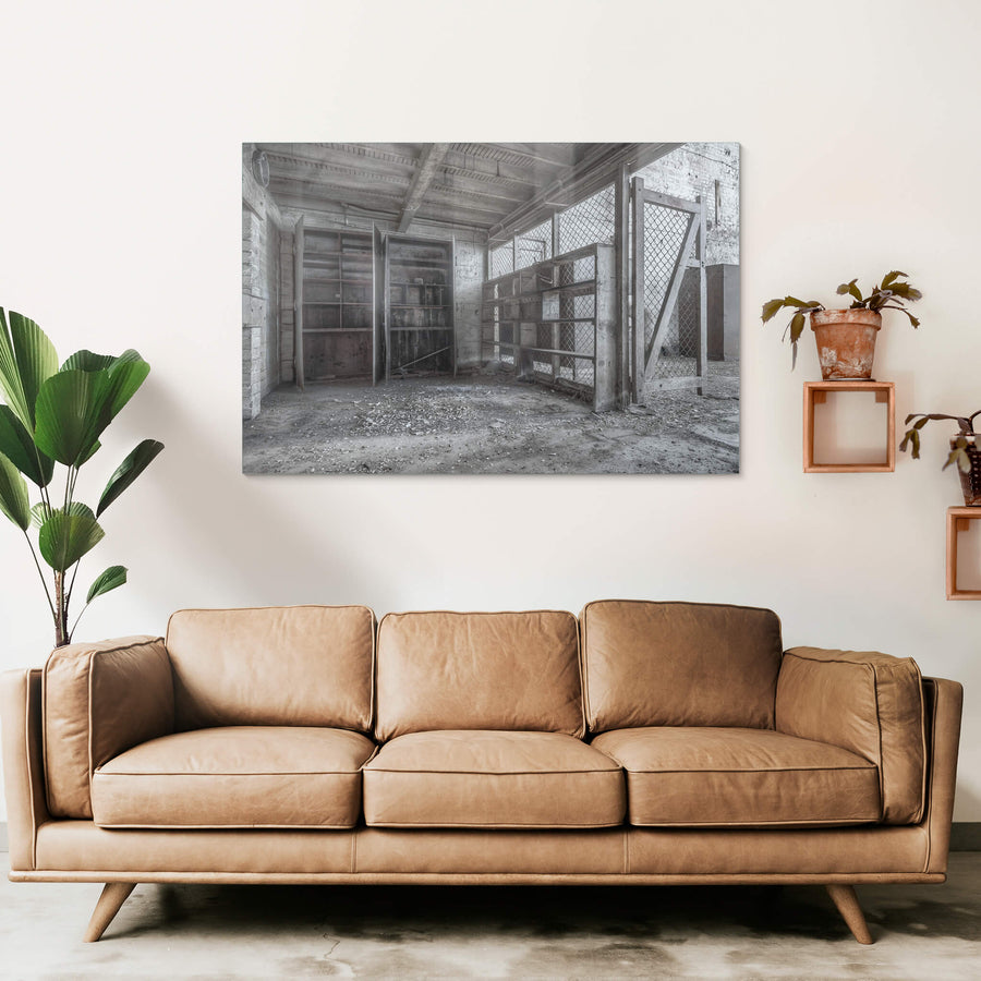 Workshop Storage at White Bay Power Station, once locked away behind steel framing and wire mesh, this storage area.