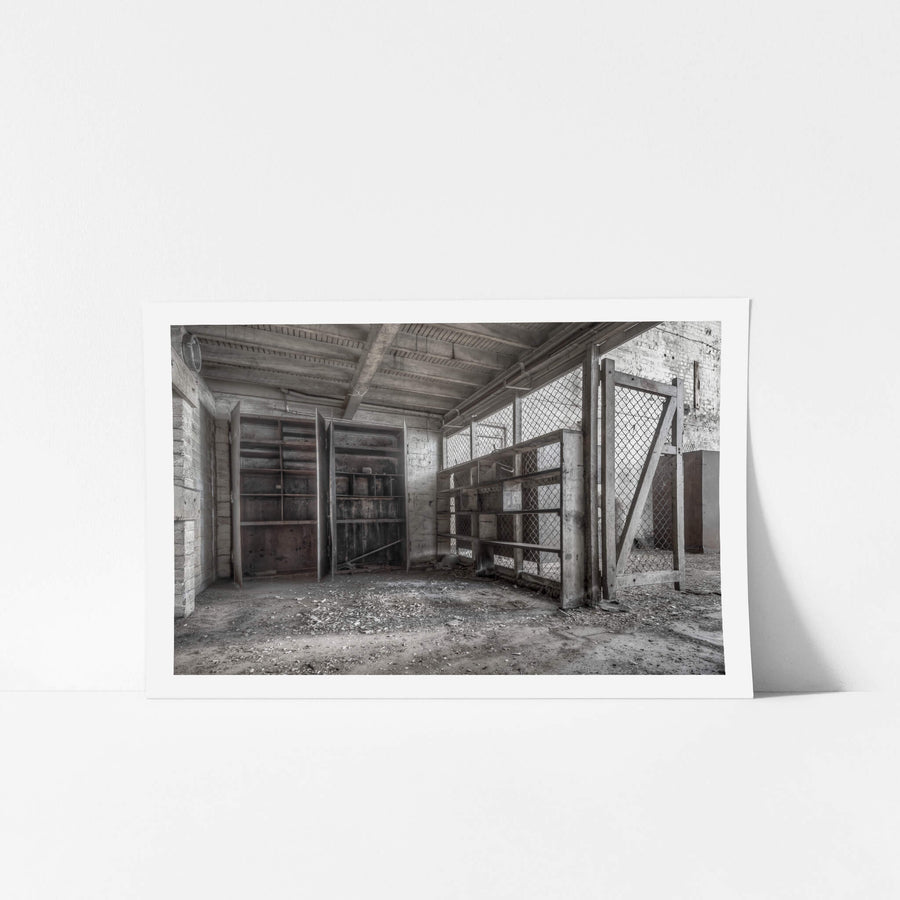 Workshop Storage at White Bay Power Station, once locked away behind steel framing and wire mesh, this storage area.